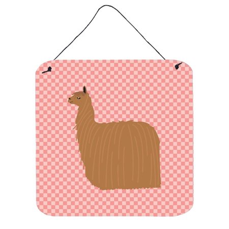 MICASA Alpaca Suri Pink Check Wall or Door Hanging Prints6 x 6 in. MI229778